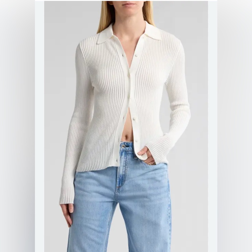 NWOT rag & bone Cream Ribbed Button-Up Cardigan